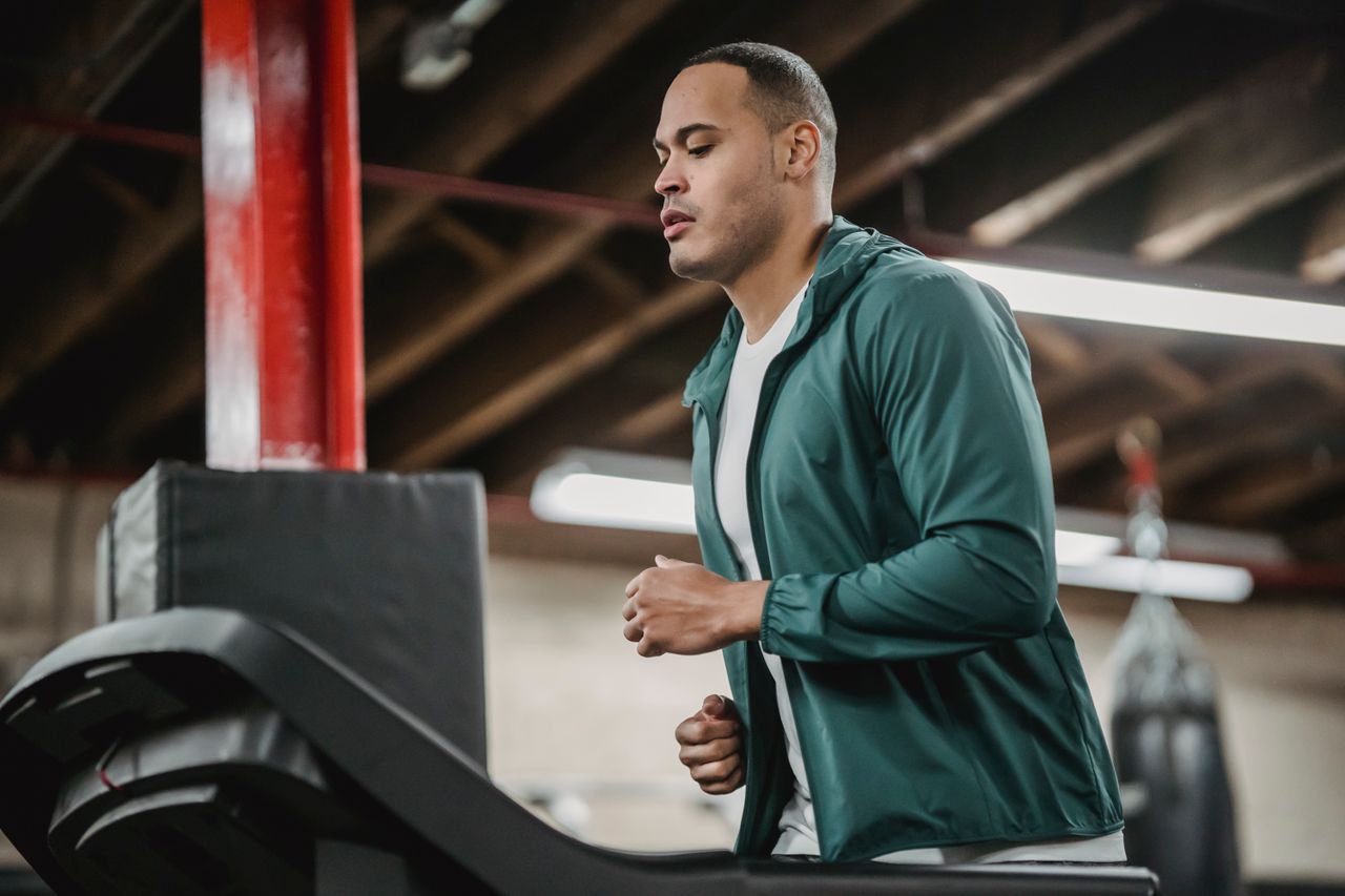 Man working out on treadmill